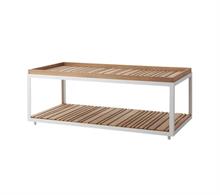 hvidt sofabord med teak - Cane-line level sofabord - 122x62 cm 